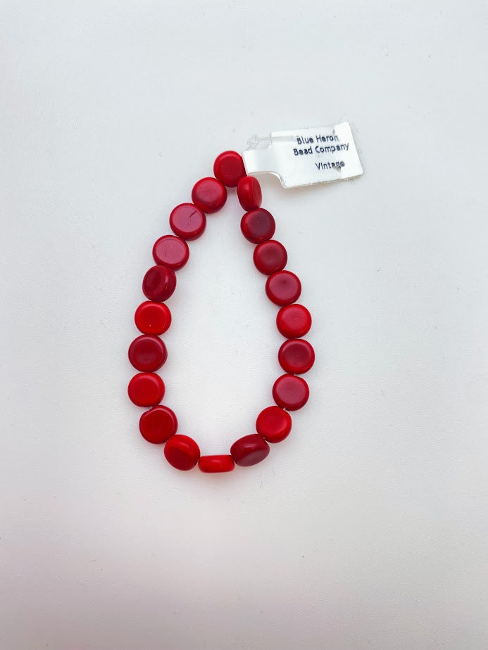 Vintage Glass Disk 8mm Red