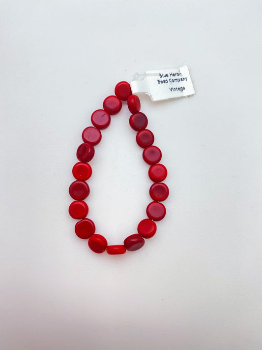 Vintage Glass Disk 8mm Red