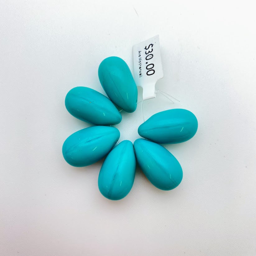 Vintage Glass Drop 25mm Turquoise