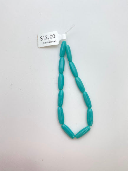 Vintage Glass Tube 15x5mm Turquoise - VBE-0199-D