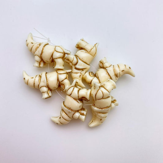 Rhino Bead 28x20mm Ivory & Gold