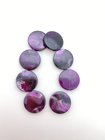 Flat Disk 20mm Purple Marble - FY-0136-B
