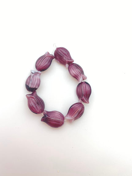 Vintage Glass Tulips 18mm Two-tone Purple - VBE-0250-B