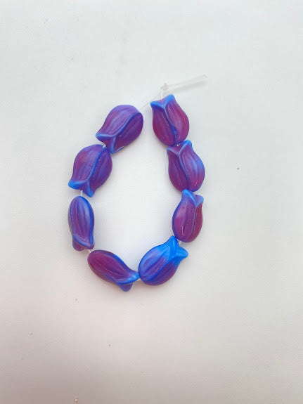 Vintage Glass Tulips 18mm Two-tone Blue/Purple - VBE-0251-B