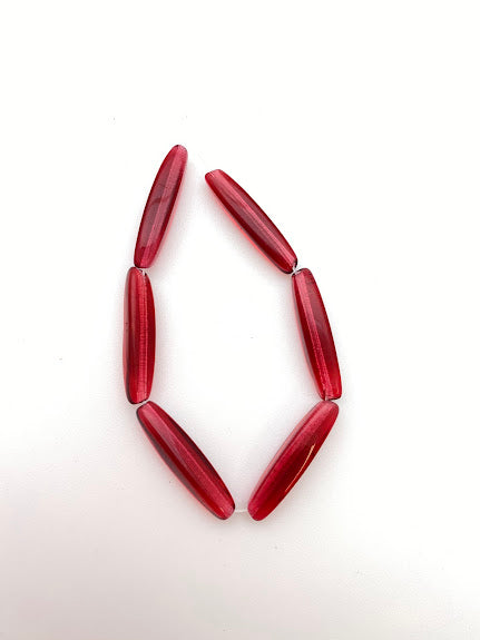 Vintage Glass Tube 22mm Cranberry - VBE-0277-A