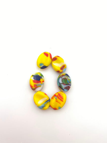 Vintage Glass Twist 18mm Yellow/multi - VBE-0278-E
