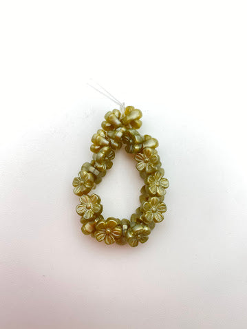 Flower Button 8mm Olive Pearl - FL-0176-D