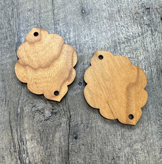 Cherry Hardwood Earring or Necklace Pendant Component - Stamp with Permanent Ink - CB&CO