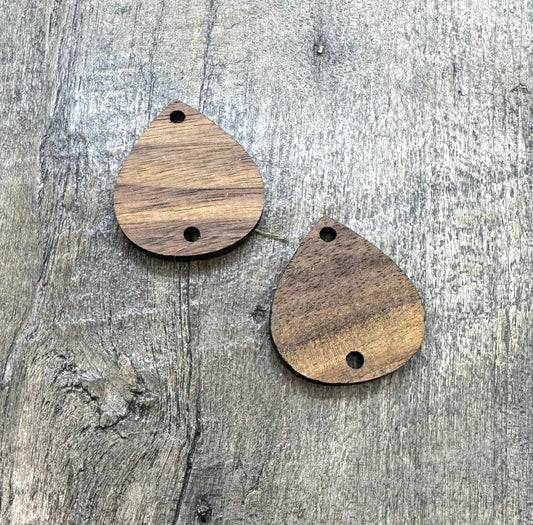Walnut Earring or Pendant components (2 pieces) - Solid Hardwood - CB&CO