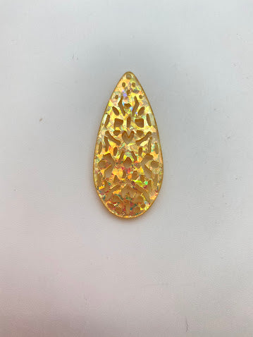 Laser Cut Tear Drop 50mm Gold AB