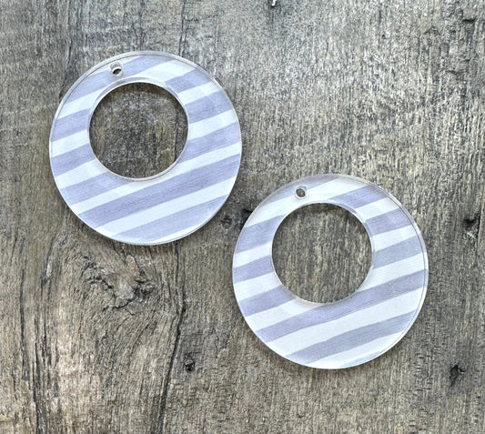 Large Wavy Beach Stripe Acrylic Earring or Pendant Components (2 Pieces) - CB&CO
