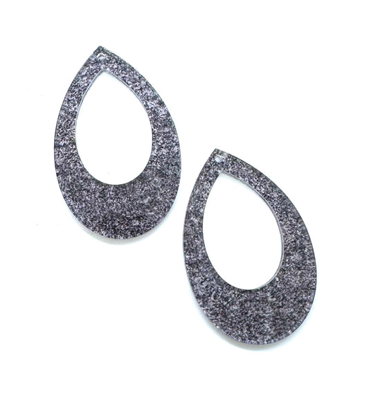 Grey Concrete Patterned Teardrop Acrylic Earring Component - Pendant Component (2 Pieces) - CB&CO