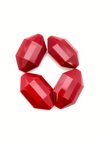 Faceted Oval 42x25mm Red