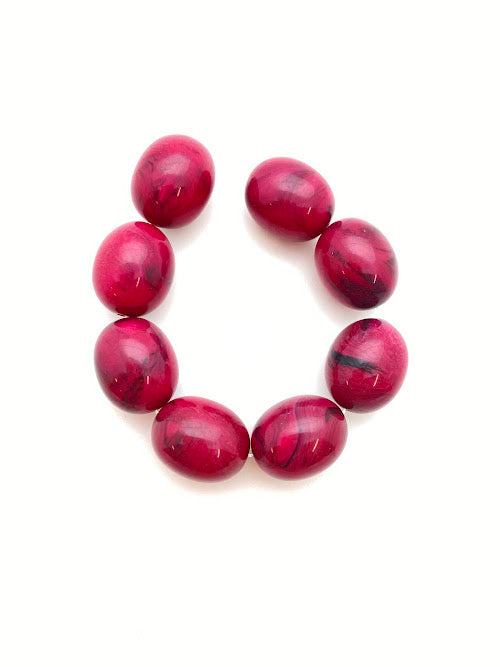 Oval 18x15mm Magenta/Black