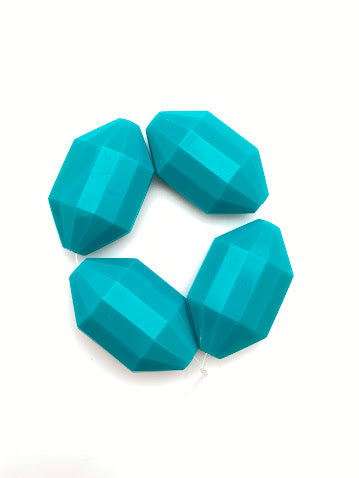 Faceted Oval 42x25mm Teal