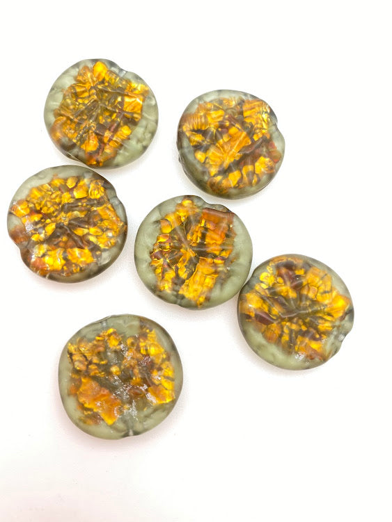 Baroque Flat 14mm Green Aventurine - YAYIN