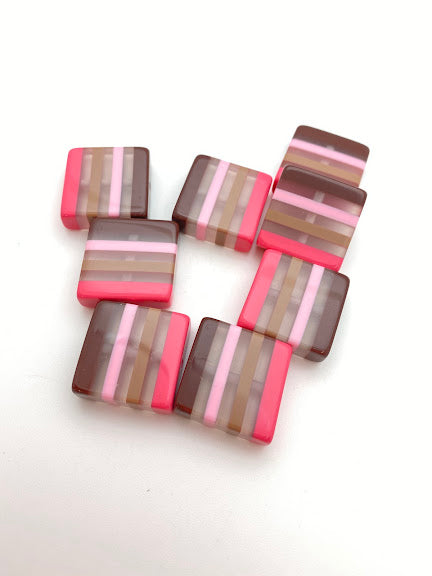 Layered Square 25mm Pink & Brown