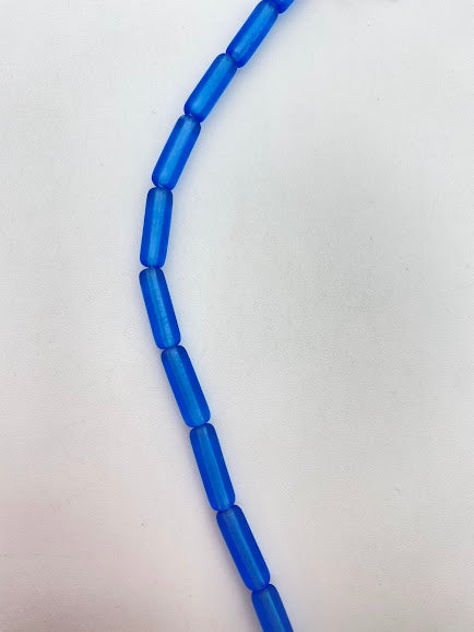 Vintage Glass Tube 18x5mm Sapphire Matte