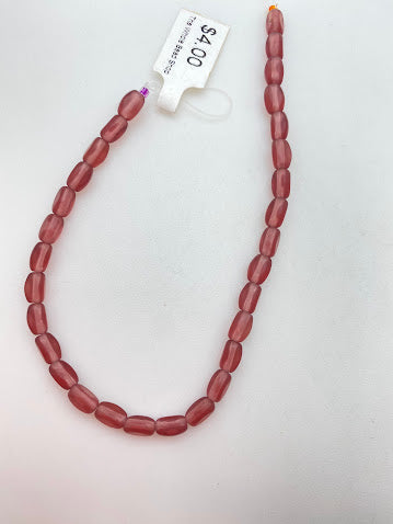 Vintage Glass 3 Sided Oval 7x4mm Amethyst Matte - VBE-0475-B