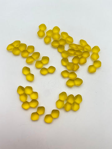 Vintage Glass Bow 15x6mm Bright yellow matte