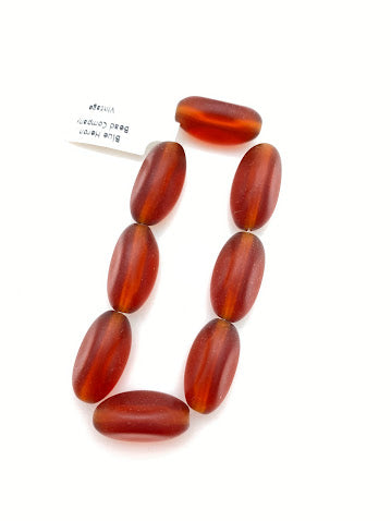 Vintage Glass 3 side oval 20x10mm Dark Topaz Matte - VBE-0627-E