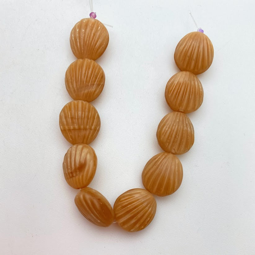 Vintage Glass Shell 14mm Beige Matte