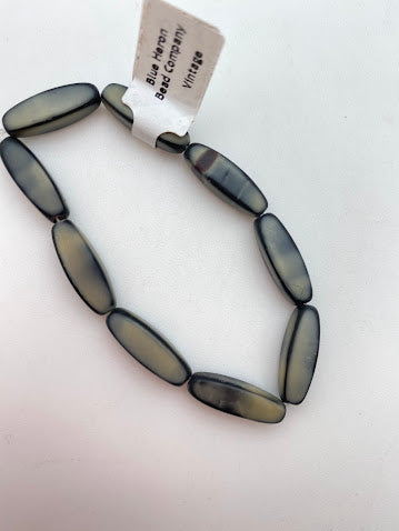 Vintage Glass 4 sided Tube 18x6mm Two-tone gray Matte - VBE-0791-C