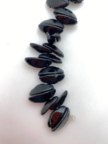 Vintage Glass Two-Hole Cap 16x5mm Jet