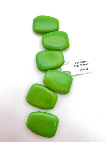 Vintage Glass Two-Hole 24x18mm Lime Green - VBE-0820-D
