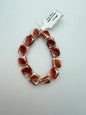 Vintage Glass Square Twist 10mm Rust/White