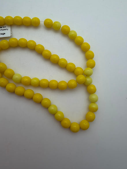 Vintage Glass Round 7mm Lemon Yellow