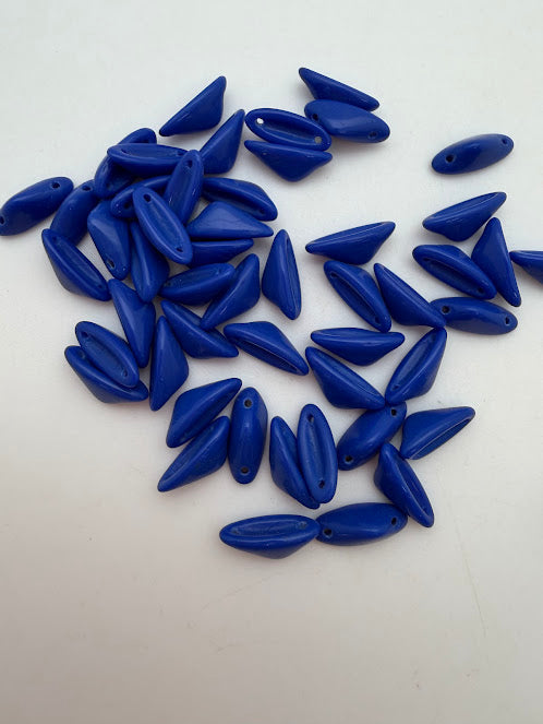 Vintage Glass Two Hole Cap 14x5mm Royal