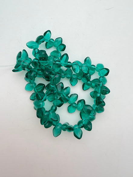 Vintage Glass Petal 7mm Teal