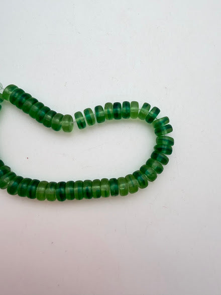 Vintage Glass Rondelle 7mm Kelly Matte