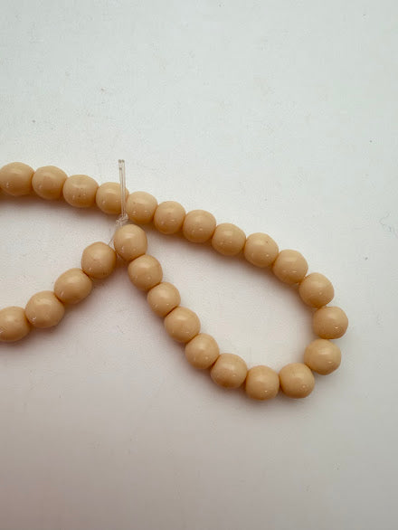 Vintage Glass Round 6mm Bone