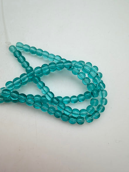 Vintage Glass Round 5mm Teal