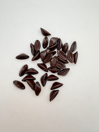 Vintage Glass Two Hole Cap 14x5mm Dark Coco