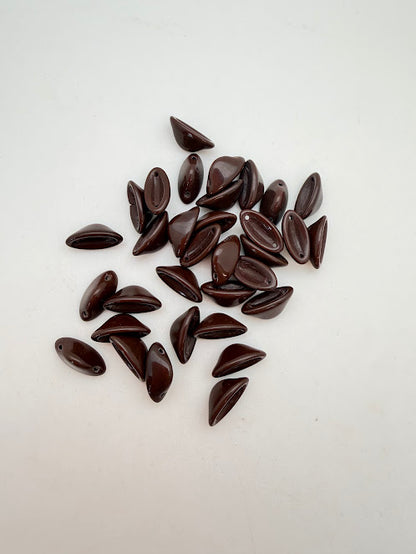 Vintage Glass Two Hole Cap 14x5mm Dark Coco