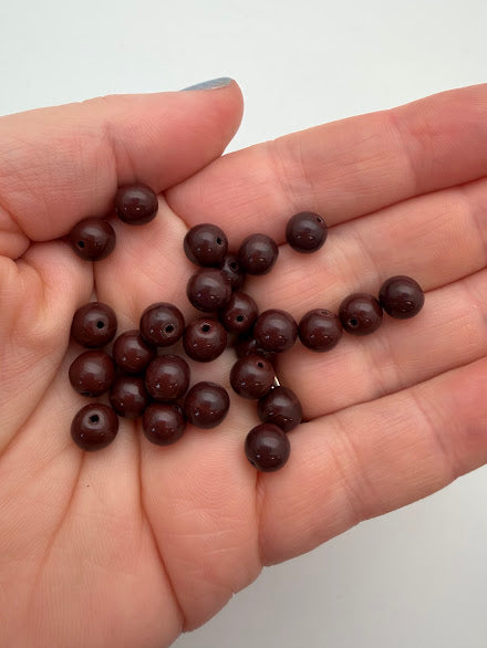 Vintage Glass Round 8mm Dark Coco