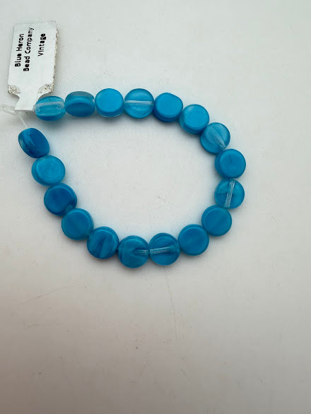 Vintage Glass Disk 8mm Two-tone Sky Blue