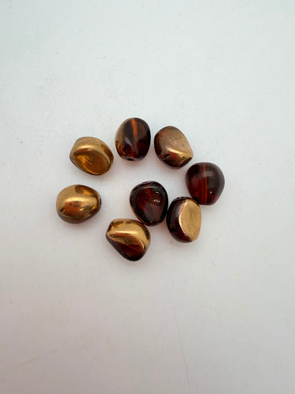 Vintage Glass Oval pinched Two-tone Gold & Topaz