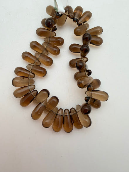 Vintage Glass Drops 15mm Smokey Topaz