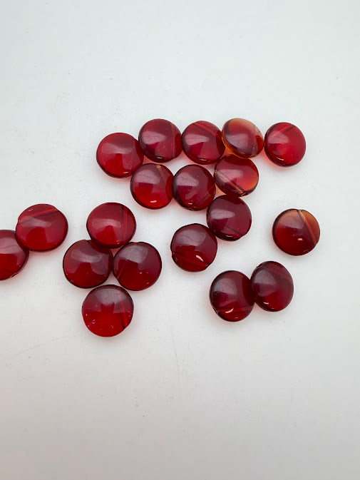 Vintage Glass Side hole 10mm Ruby