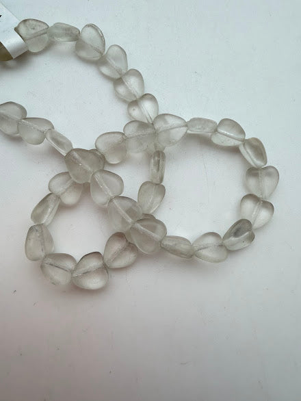 Vintage Glass Heart 8mm Clear Matte