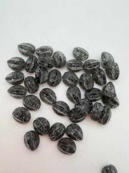 Vintage Glass Pinched Oval 10x8mm Gray