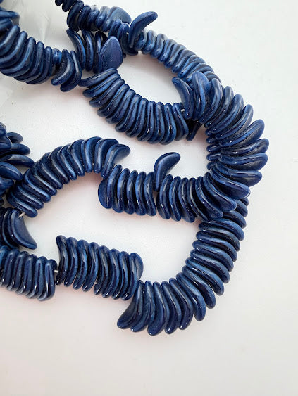 Vintage Glass Petal 9x7mm Two-tone Navy