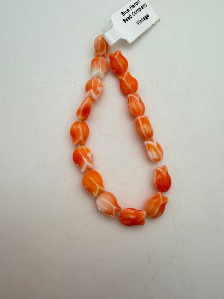 Vintage Glass Tulip 8mm Two-tone Orange