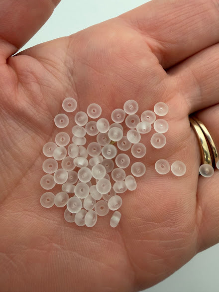 Vintage Glass Rondelle 4mm Clear Matte
