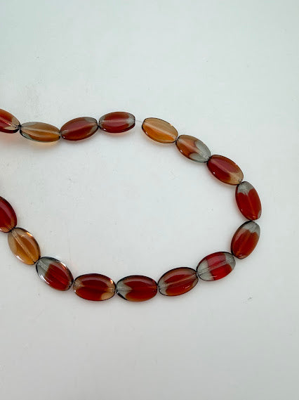 Vintage Glass Flat Oval 15mm Multi