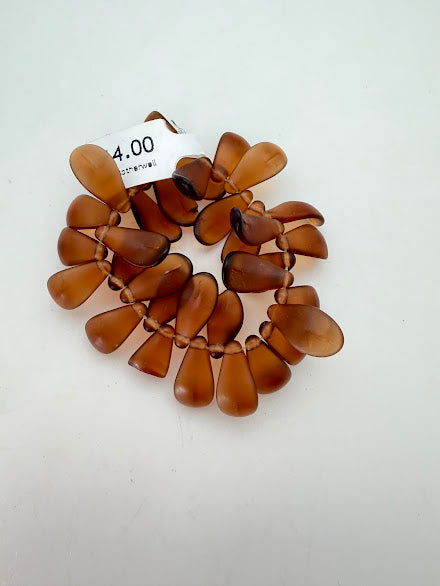 Vintage Glass Petal 16x8mm Topaz Matte